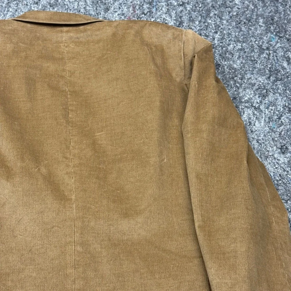 Stafford Mens Corduroy Blazer Tan Camel Elbow Patches Classic Fit Sport Coat